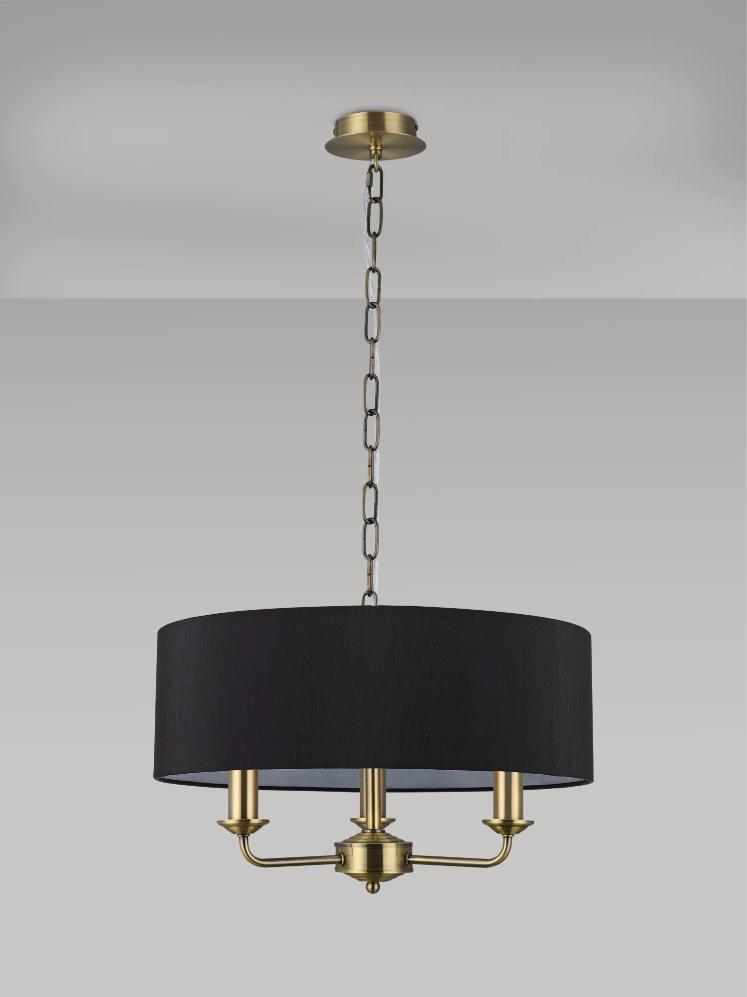 Banyan 45cm 3 Light Pendant Antique Brass, Black DK0033  Deco Banyan AB BL